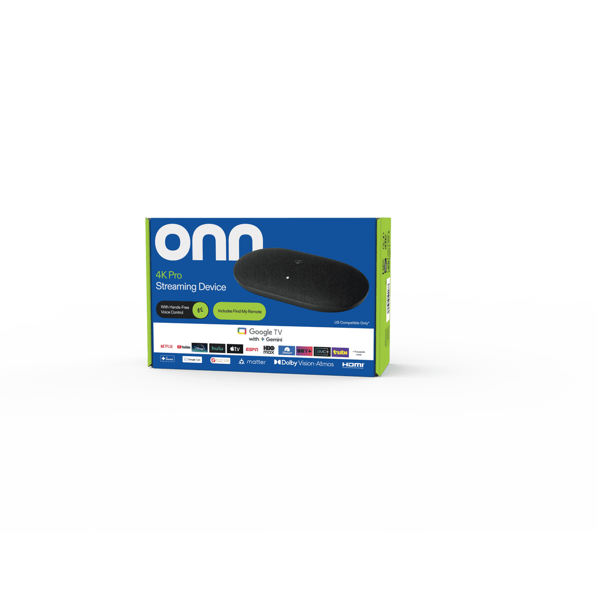 onn 4K Pro Streaming Device, Google TV with Gemini (NEW 2026 Model) - Ultra-fast Streaming, Stunning 4K UHD, 32GB Storage, 3GB RAM, Dolby Vision &