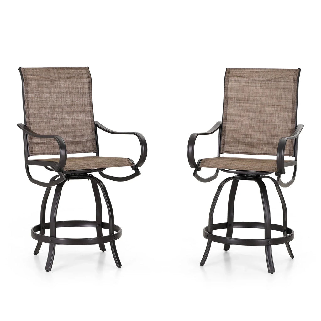 Sophia & William 2 Piece Outdoor Swivel Bar Height Stools - Textilene