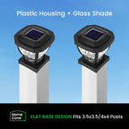 Home Zone Security Solar Post Cap Lights - Decorative Glass LED Outdoor Fits 3.5 x 3.5 in. Post Lights, Black (12-Pack)