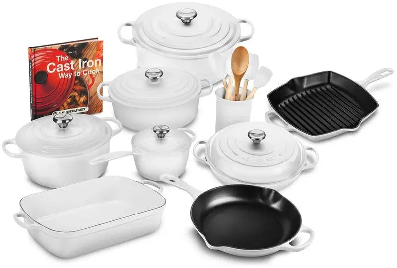 20-Piece Enameled Cast Iron Cookware Set With 10.25-Inch Skillet And 1.75-Quart Saucepan