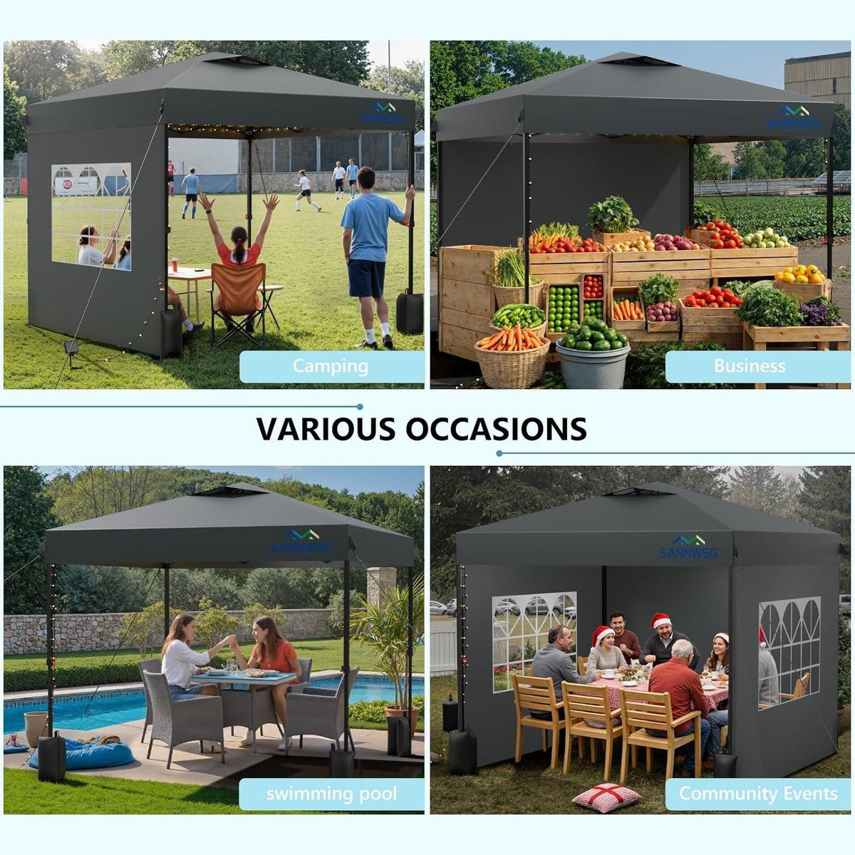 10x10 Commercial Pop-Up Canopy Tent With 3 Sidewalls - One Person Setup
