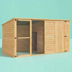 i.Pet Extra-Large Outdoor Wooden Log-Style Dog House With Insulated Bed, 2.28m - Brown