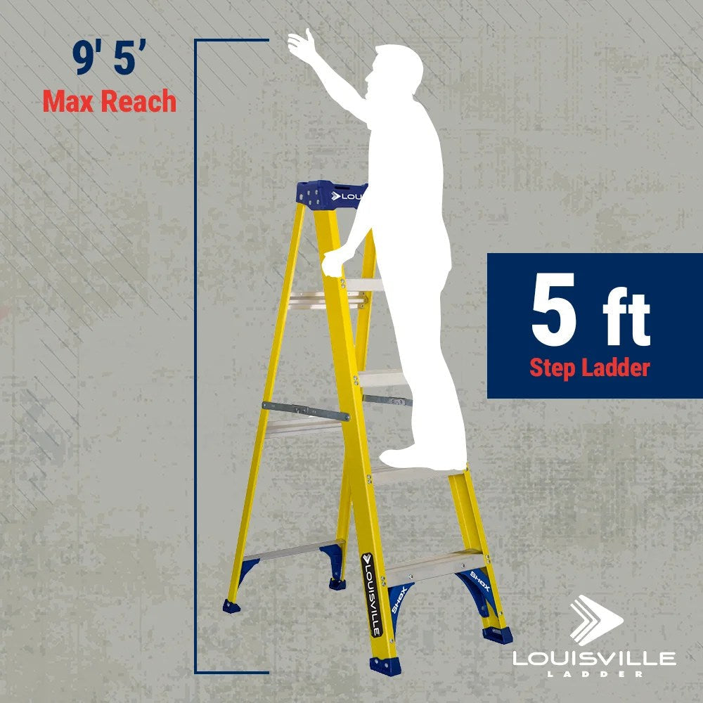 Louisville Ladder 5-Foot Fiberglass Step Ladder, 250-Pound Load Capacity, Type I - FS2005