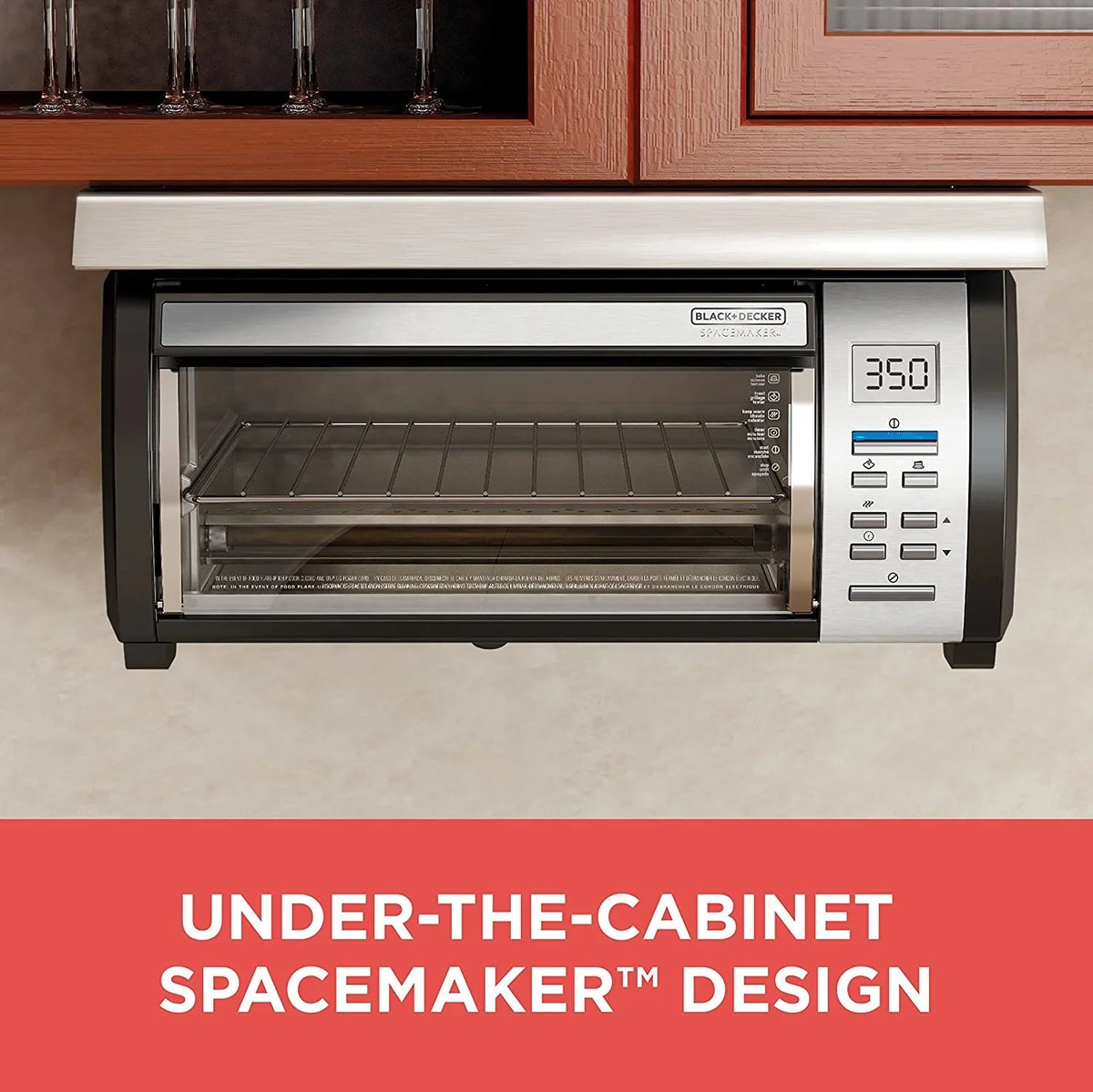 BLACK DECKER SpaceMaker Under Counter Toaster Oven, Digital Controls, Black/Stainless Steel, Fits 9 in Pizza Or 4 Slices