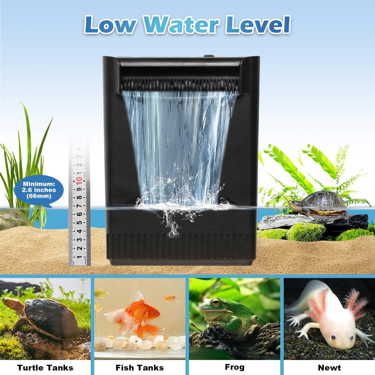 Turtle Tank Filter Aquarium Fish Filter w/U-V Light for Large 40-150 Gallon