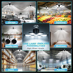 Led Garage Lights Bulb 6 Pack 200W Super Bright Ceiling Led Shop Lights, E26/E27 Base, 6500K, 20000LM Deformable Led Garage Light for Basement, Attic
