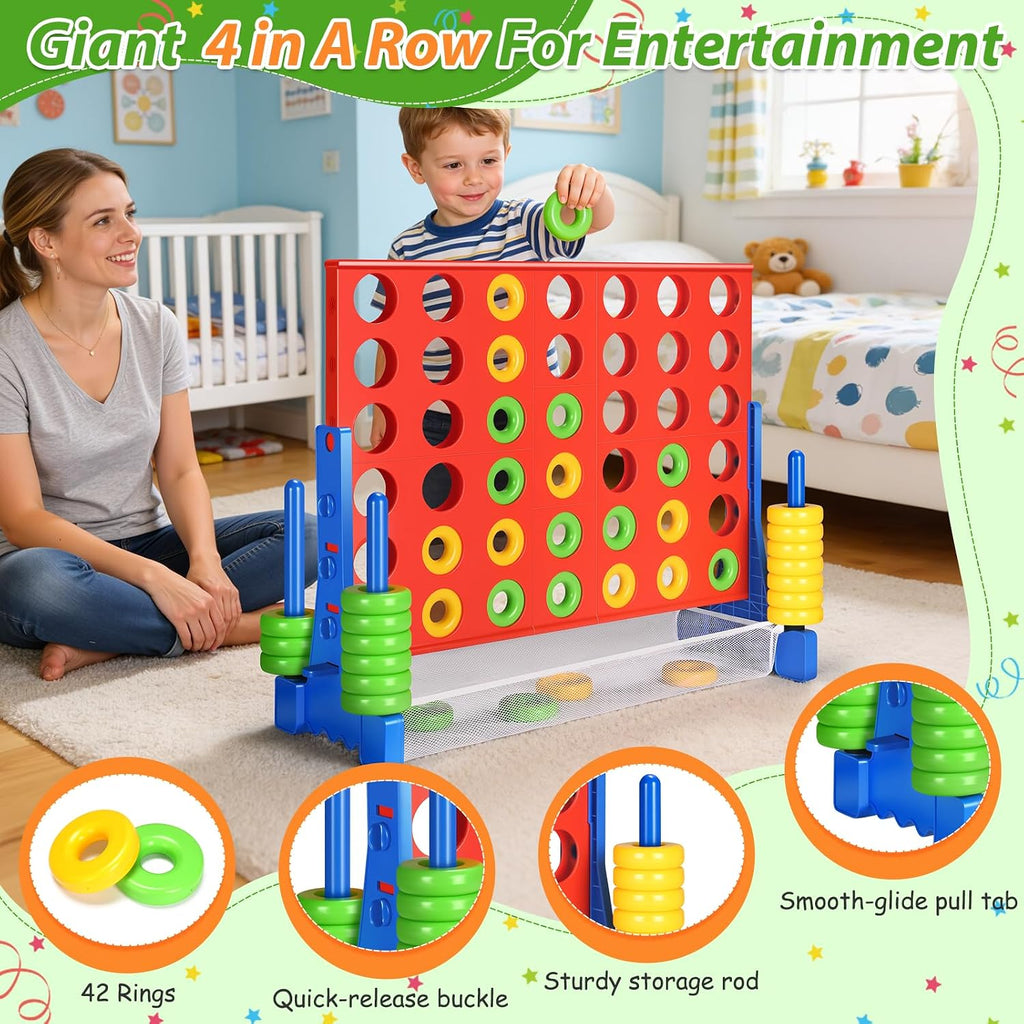 GADFISH Giant 4 in A Row - 2.6 FT Tall Outdoor 4 in A Row Perfect for Indoor & Outdoor Use, 4-to-Score Giant Game Set for Kids & Adults, with 42