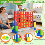 GADFISH Giant 4 in A Row - 2.6 FT Tall Outdoor 4 in A Row Perfect for Indoor & Outdoor Use, 4-to-Score Giant Game Set for Kids & Adults, with 42