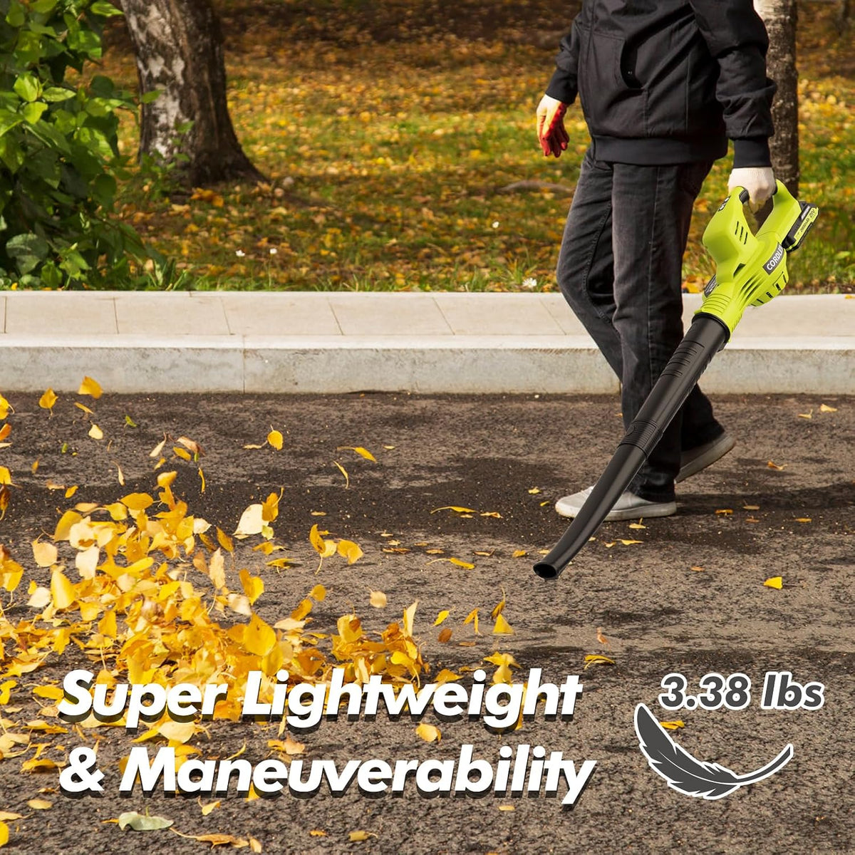 Leaf Blower Cordless 21V Electric with 2 Batteries and Charger lightweight