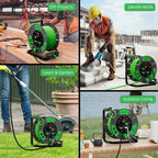 60 FT Retractable Extension Cord Reel, 14AWG SJTOW Heavy Duty Power Cord with 4 Grounded Outlets, USB-A & USB-C Ports, 13A Circuit Breaker, Hand