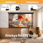 VIVOHOME 100 Inch 16:9 Pull Down Projector Screen, Black