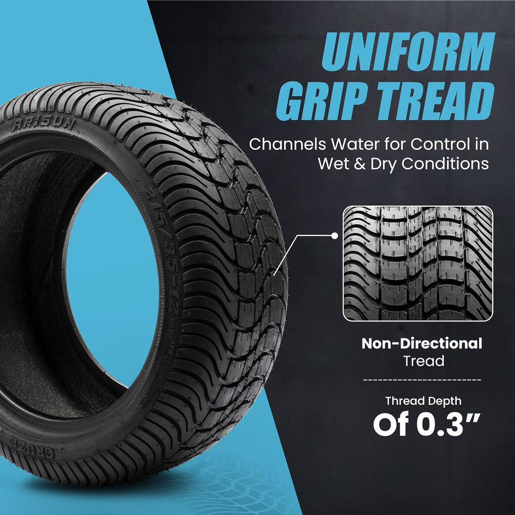 Arisun Cruze 215/35-12 DOT Golf Cart Tire Street Low Profile (4-Ply) - Single