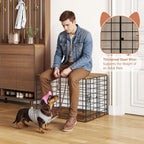24 Inch Small Dog Crate Furniture - All-Season Indoor Dog Kennel with Wooden Top & Thickened Metal Wire, Cage for Small Dogs & Puppies Under 20 lbs.