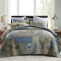 King Size Comforter Set- 100% Cotton Quilt King Size Set, Green, Sage bedspreads (96 * 108 Inch) with 2 Pillow Shams, Patchwork Reversible