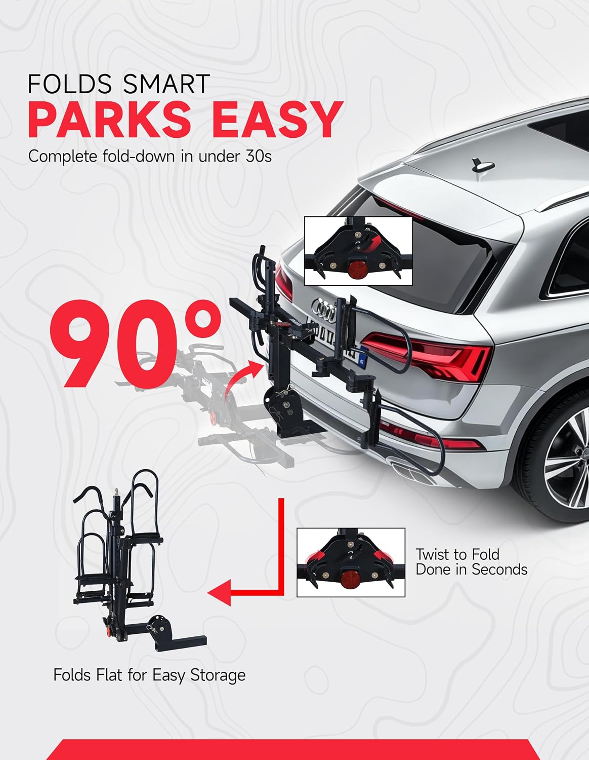 Young 200 lbs 2-Bike Rack Hitch Mount for Car SUV, 2" Receiver, Easy Fold