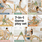 Tiny Land Pikler Triangle Set,7-in-1 Foldable Montessori Climbing Toys