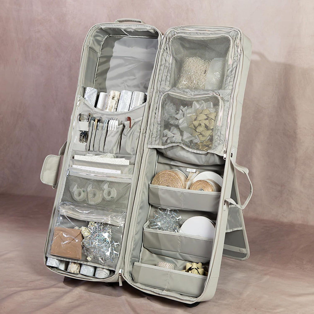 Gift Bag Wrap and Craft Organization Storage, Holds 14 (40 in) Rolls & More (Stone)