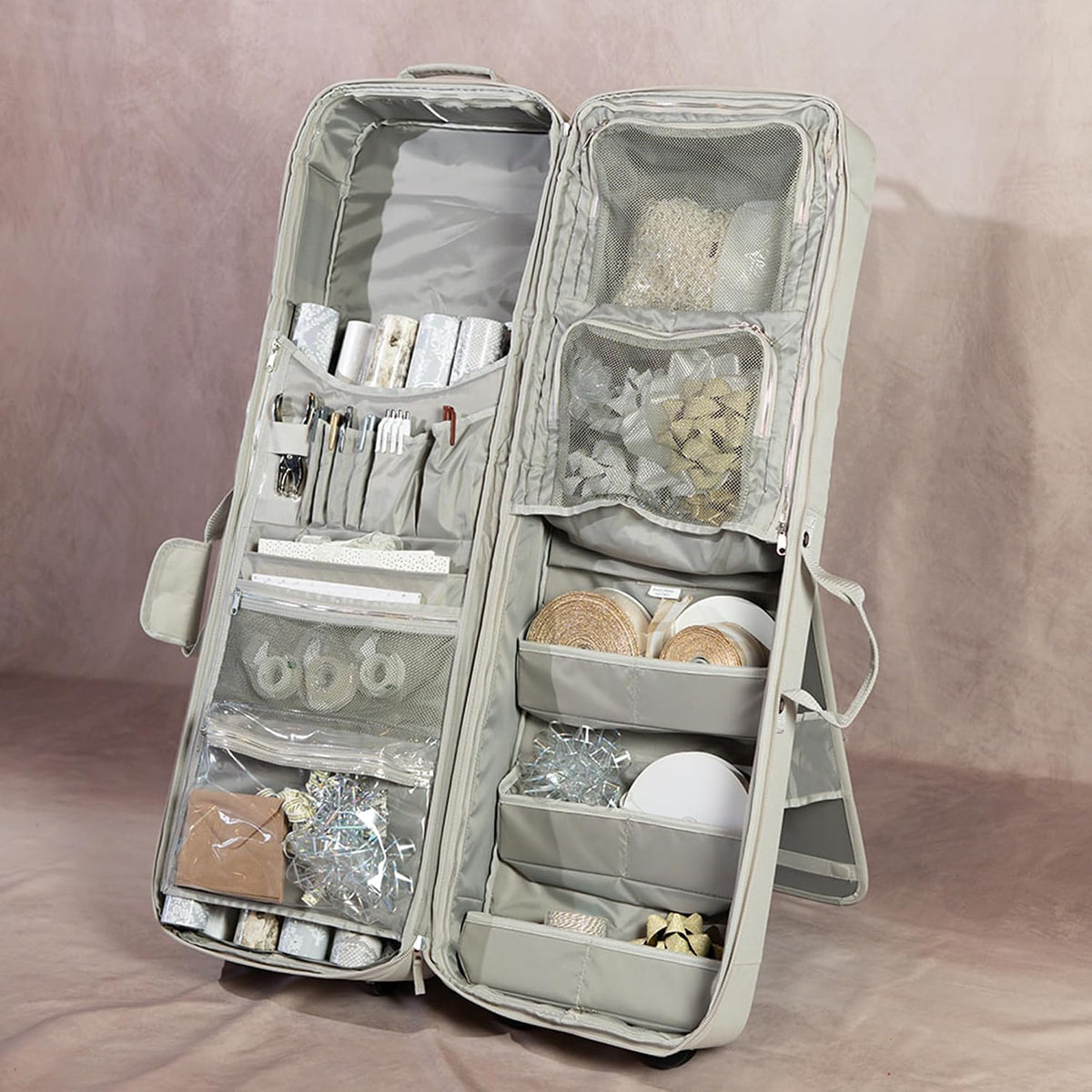 Gift Bag Wrap and Craft Organization Storage, Holds 14 (40 in) Rolls & More (Stone)