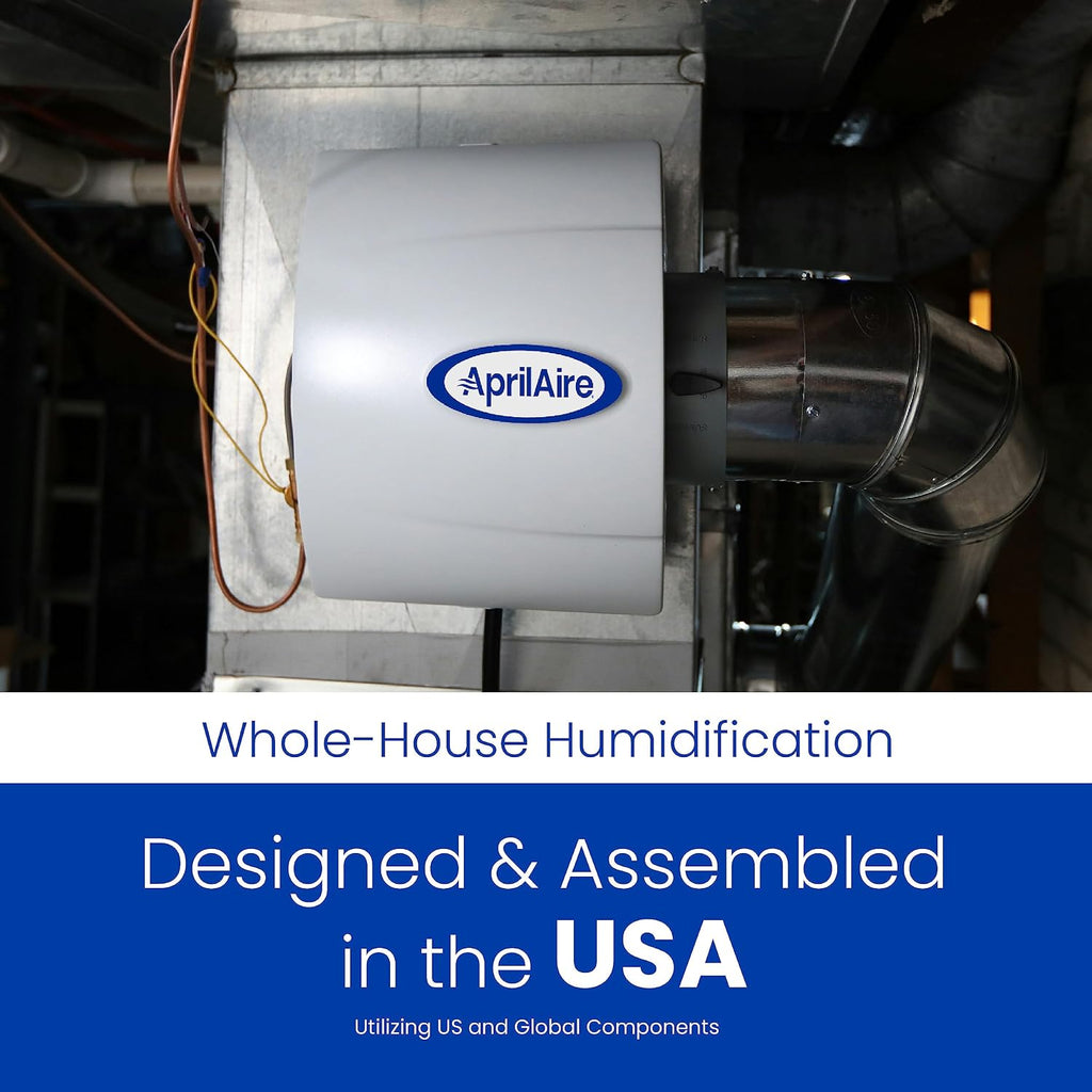 AprilAire 500M 12-gal. Whole-House Small Bypass Evaporative Humidifier with Manual Control for up to 3,600 sq. ft. + AprilAire Model 5843 Humidifier