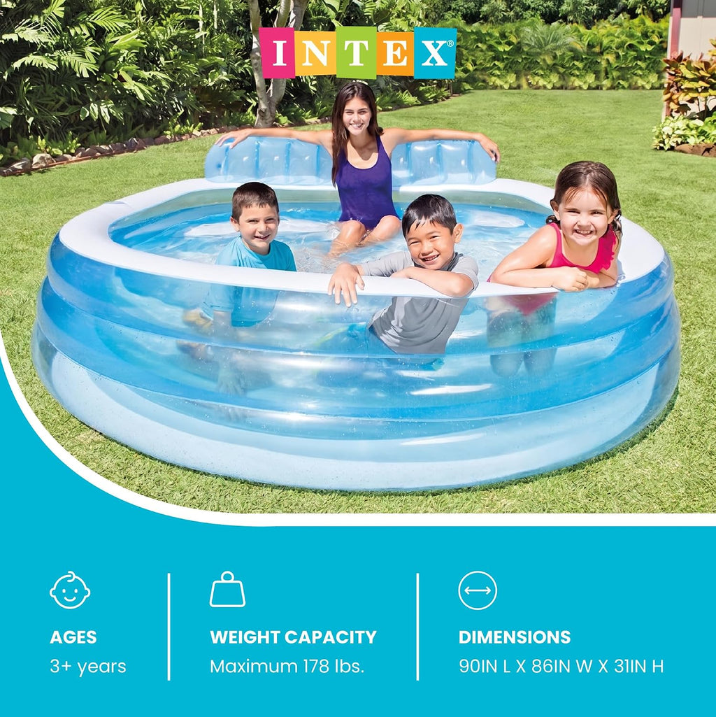 INTEX Round Family Lounge Inflatable Swimming Pool for Kids and Adults