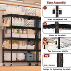PrimeZone 36"W x 16"D x 79"H Wire Shelving with Wheels, 5-tier Metal Shelf