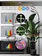 48W Grow Lights for Indoor Plants, Full Spectrum LED Plant Light with Stand