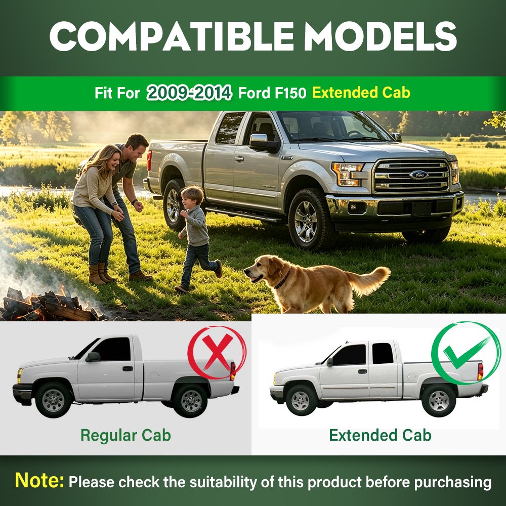 Rocker Panels for 2009-2014 Ford F-150 Super Cab (Extended Cab) Pickup, Left and Right Sides, Steel Factory-Style Replacement Panels