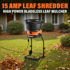 MAXLANDER Electric Leaf Mulcher/Shredder, 15 Amp 8400 RPM, 18:1 Ratio, Adjustable Dial, with Goggles, Leaf Scoops/Gloves, 20 Cutting Lines-Portable