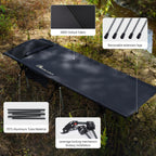 MOON LENCE Camping Cot, Height Adjustable with Cot Leg Extenders, Strong Support 330lbs, Lightweight Comfortable Folding Bed for Camping, Hiking