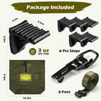 Saddle Hunting Platform Steps, Ultra-Light Ring of Steps for Climbing Bow Hunting with 6 Feet Heavy-Duty Strap & Cam Buckle, Ergonomic Anti-Slip