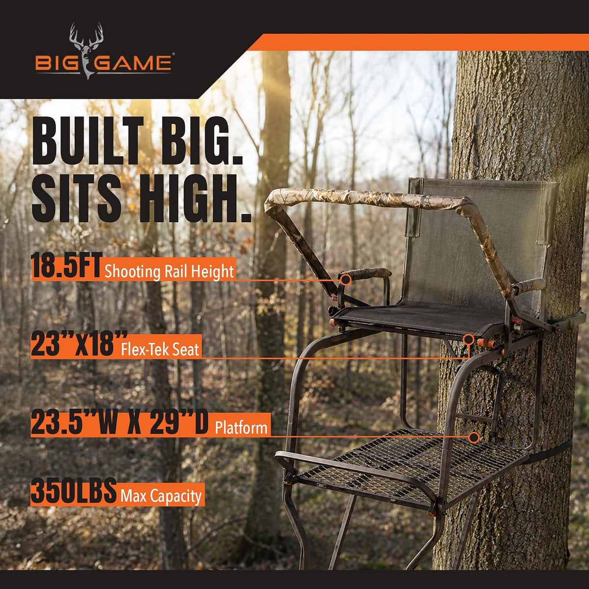 Hunter HD 1.5 Deer Hunting Ladder Climbing Tree Stand w/Extra Wide Seat