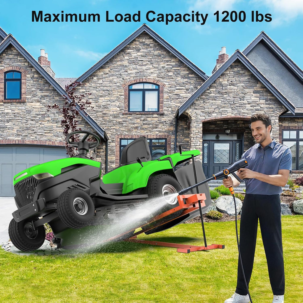 1400LB Lawn Tractor Lift Jack & Riding Mower Lift with Rotating Sleeve & Manual and Power Tool Handle, 3-Min Quick Setup, Anti-Slip Base, Heavy-Duty
