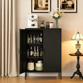 Metal Locker Cabinet, Black Storage Cabinets with 2 Doors and Adjustable Shelves, 3 Tier Modern Storage Freestanding Sideboard for Living Room,School