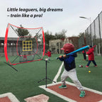 7x7 Ft Baseball and Softball Training Net with Batting Tee, Strike Zone Target, Portable Hitting and Pitching Practice Set