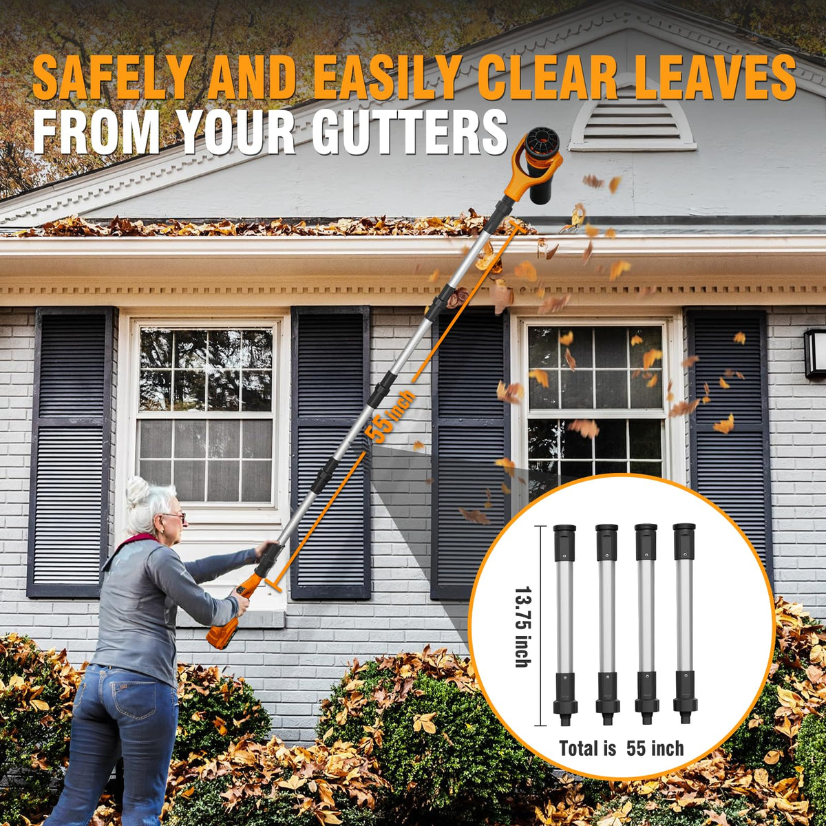 Alloyman Roof Gutter Cleaning from The Ground,40V Cordless Leaf Blowers