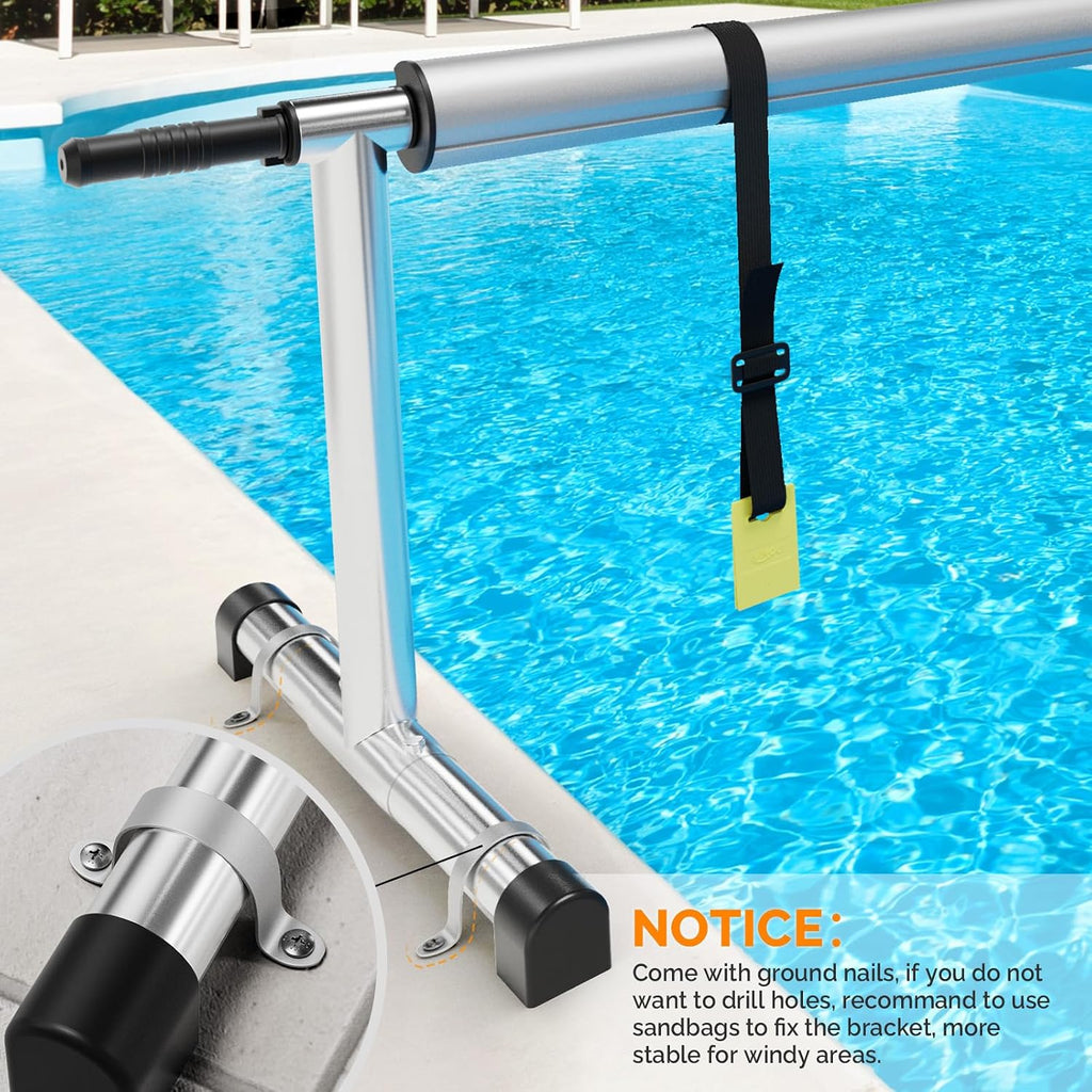 VINGLI 14FT Pool Cover Reel, Solar Cover Reel for Inground Swimming Pool