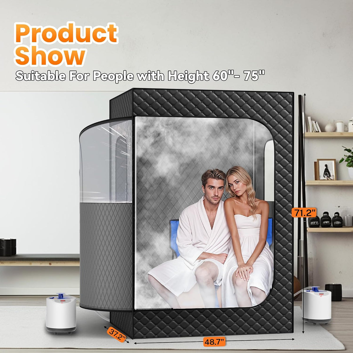 Manastin 2 Person Portable Steam Sauna for Home, 1 or 2 Person Full Body Home Spa with 2 Foldable Chairs,9 Levels of Sauna Tent with Remote Control