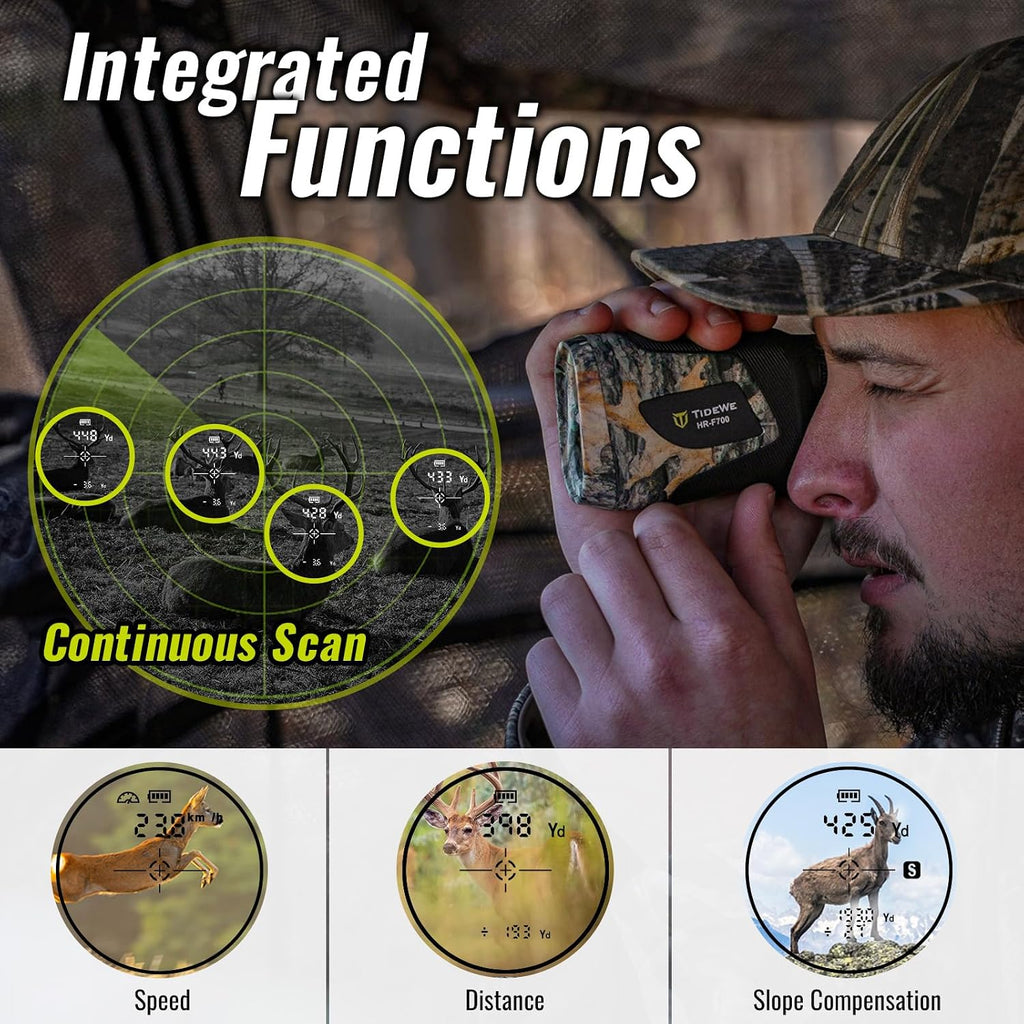 TIDEWE Hunting Rangefinder, Rechargeable Camo Laser Range Finder