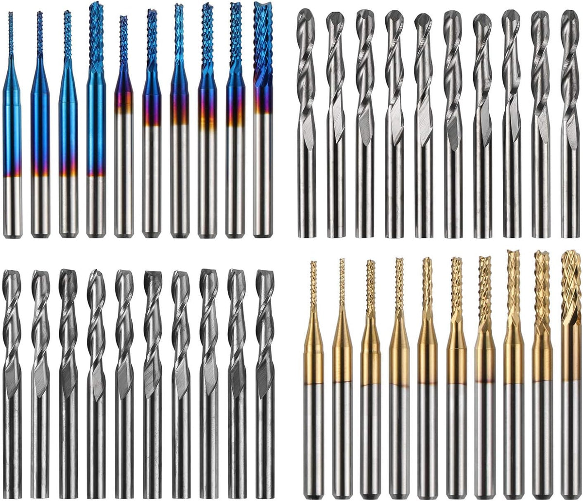 Genmitsu 40pcs End Mills CNC Router Bits, 1/8" Shank