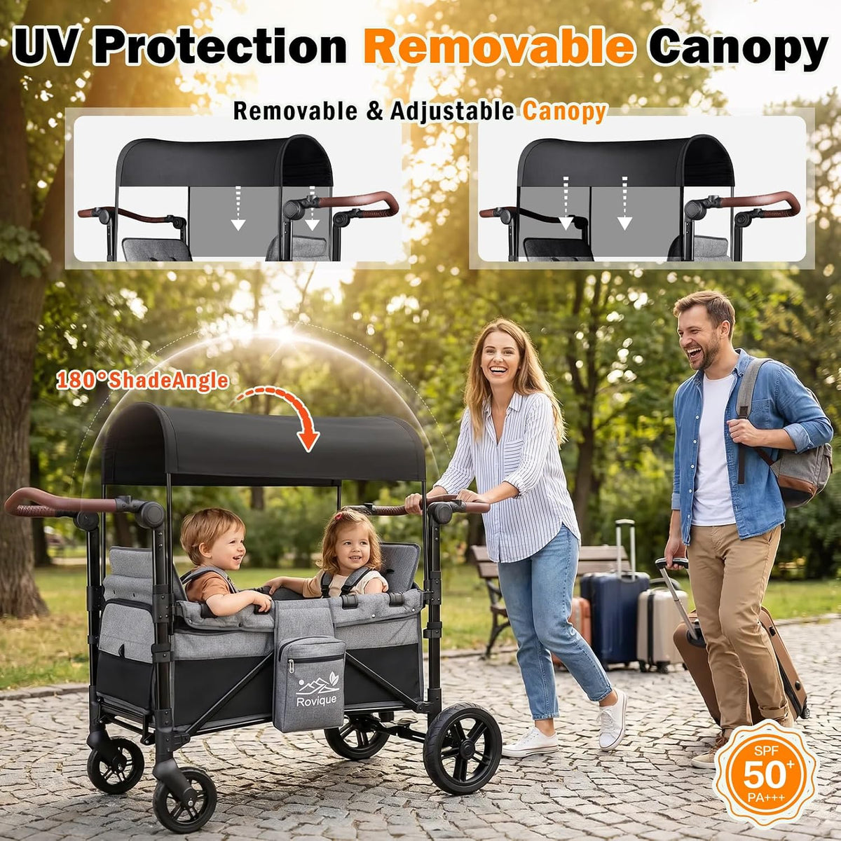 Wagon Stroller for 2 Kids, Aluminum Baby Wagon with Extra Long Extender