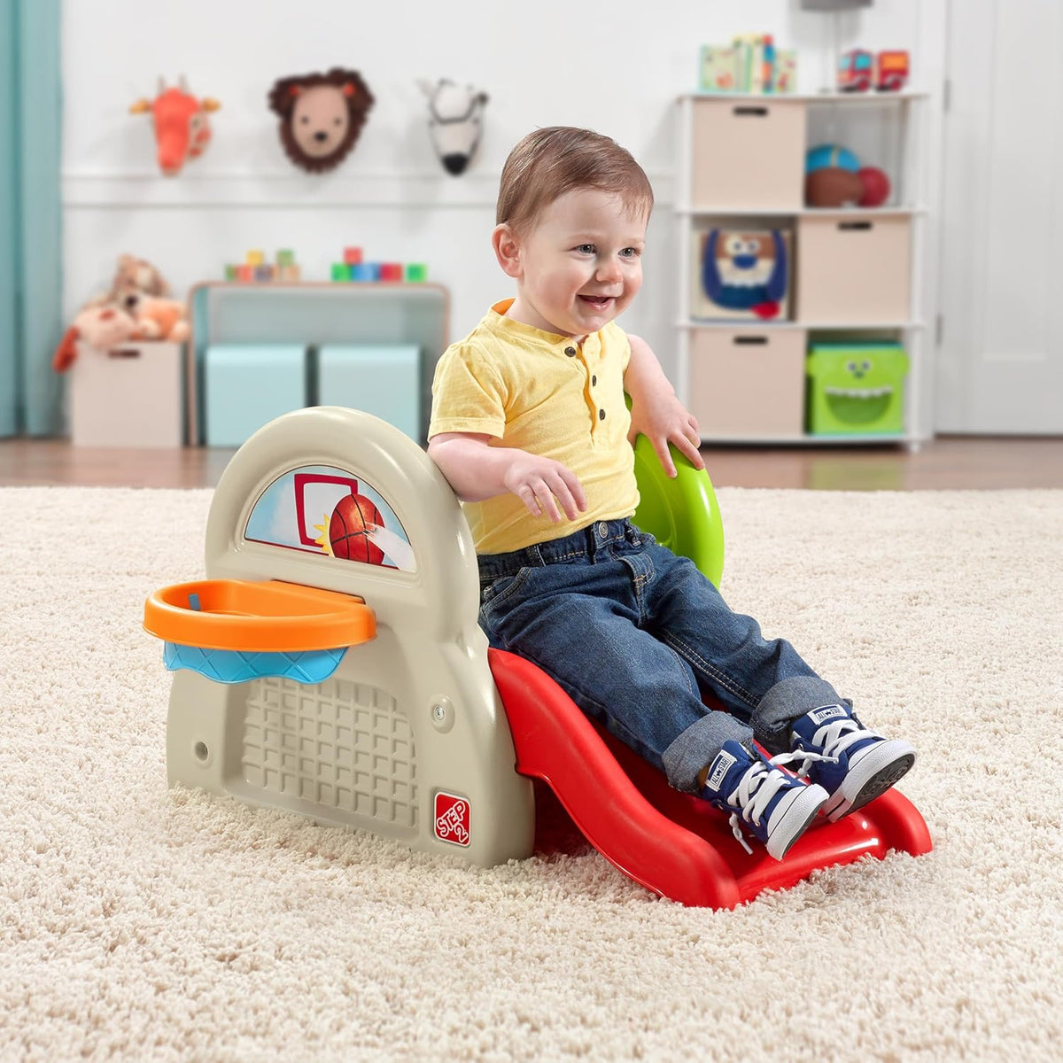 Step2 Sports-Tastic Activity Center, Toddler Sports Playset, Indoor/Outdoor Slide, Play Gym Includes Bat & Balls, Made of Durable Plastic, For