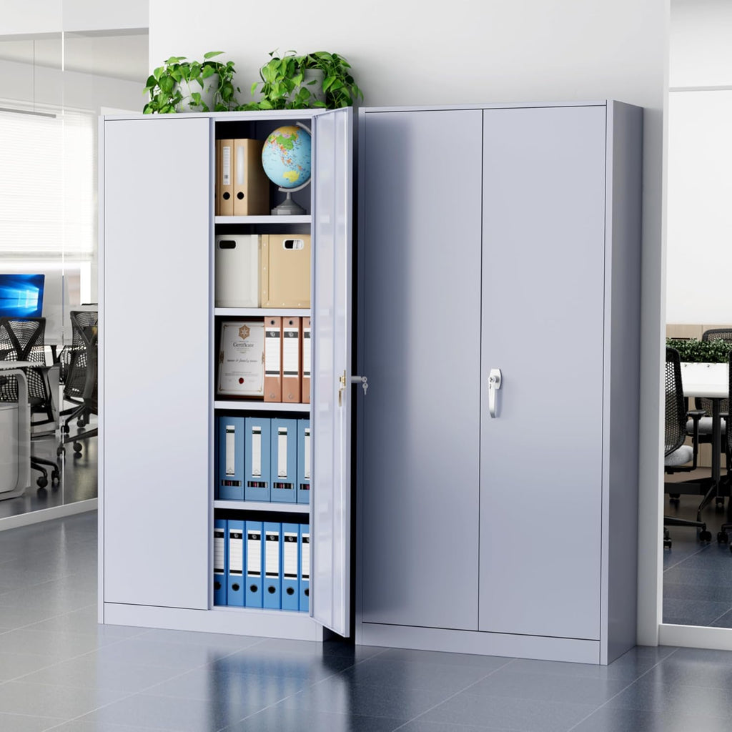 Metal Storage Cabinet with Doors and Shelves, 72" Inch Locking Metal Cabinet,Garage Storage Cabinet for Garage Office School Warehouse (Dark Gray)