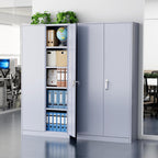 Metal Storage Cabinet with Doors and Shelves, 72" Inch Locking Metal Cabinet,Garage Storage Cabinet for Garage Office School Warehouse (Dark Gray)