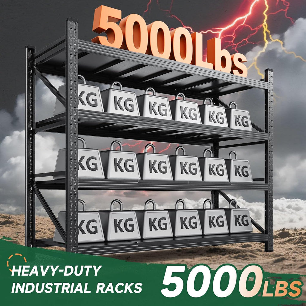 71.3" W Metal Storage Shelves,5000LBS Heavy Duty Garage Shelving Units, 4 Tier Adjustable Utility Rack Shelf,Large Industrial Shelves,for Shop