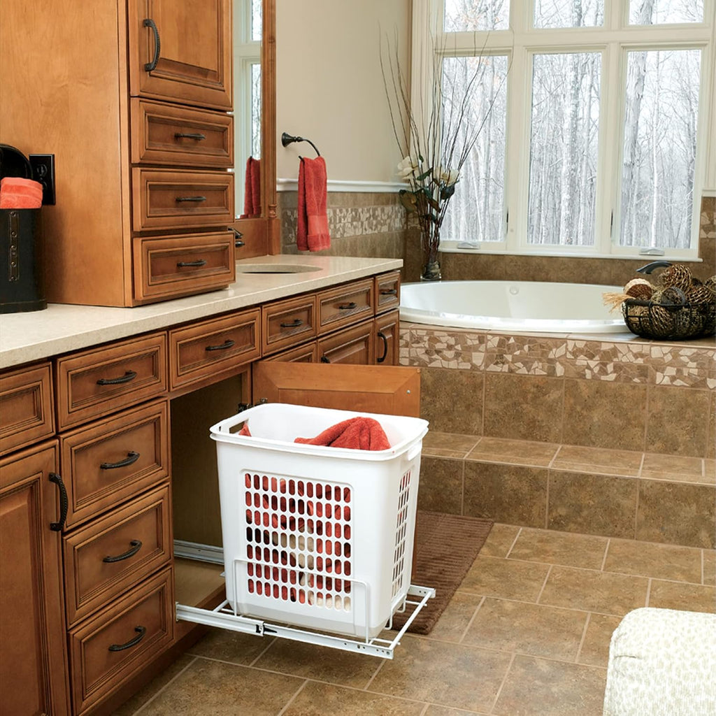 Rev-A-Shelf Large Pullout Clothes Hamper, Steel Frame & Polymer Laundry Bin