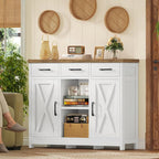 Storage Cabinet, Coffee Bar Cabinet with 3 Drawers, 2 Adjustable Shelves & 2 Doors, Buffet Cabinet, Kitchen Cabinet for Kitchen, Dining Room, Living
