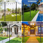 NUERPO 7 Pack String Light Poles,Metal Poles for Hanging Outdoor Light Strings,7 Pack 10 FT Light Poles Stand for Outside Garden,Patio,Wedding