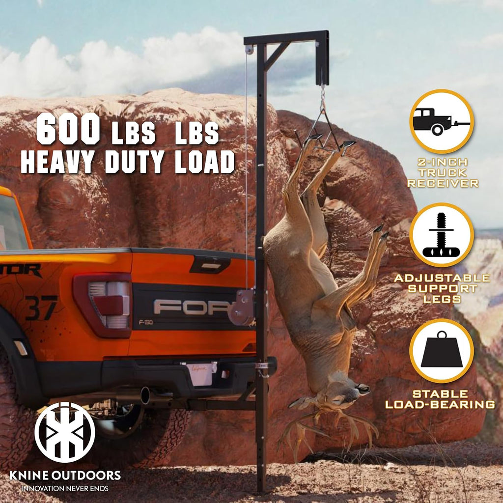 Deer Hoist for Truck Hitch, 600lbs Capacity Deer Hanger with Winch Gambrel