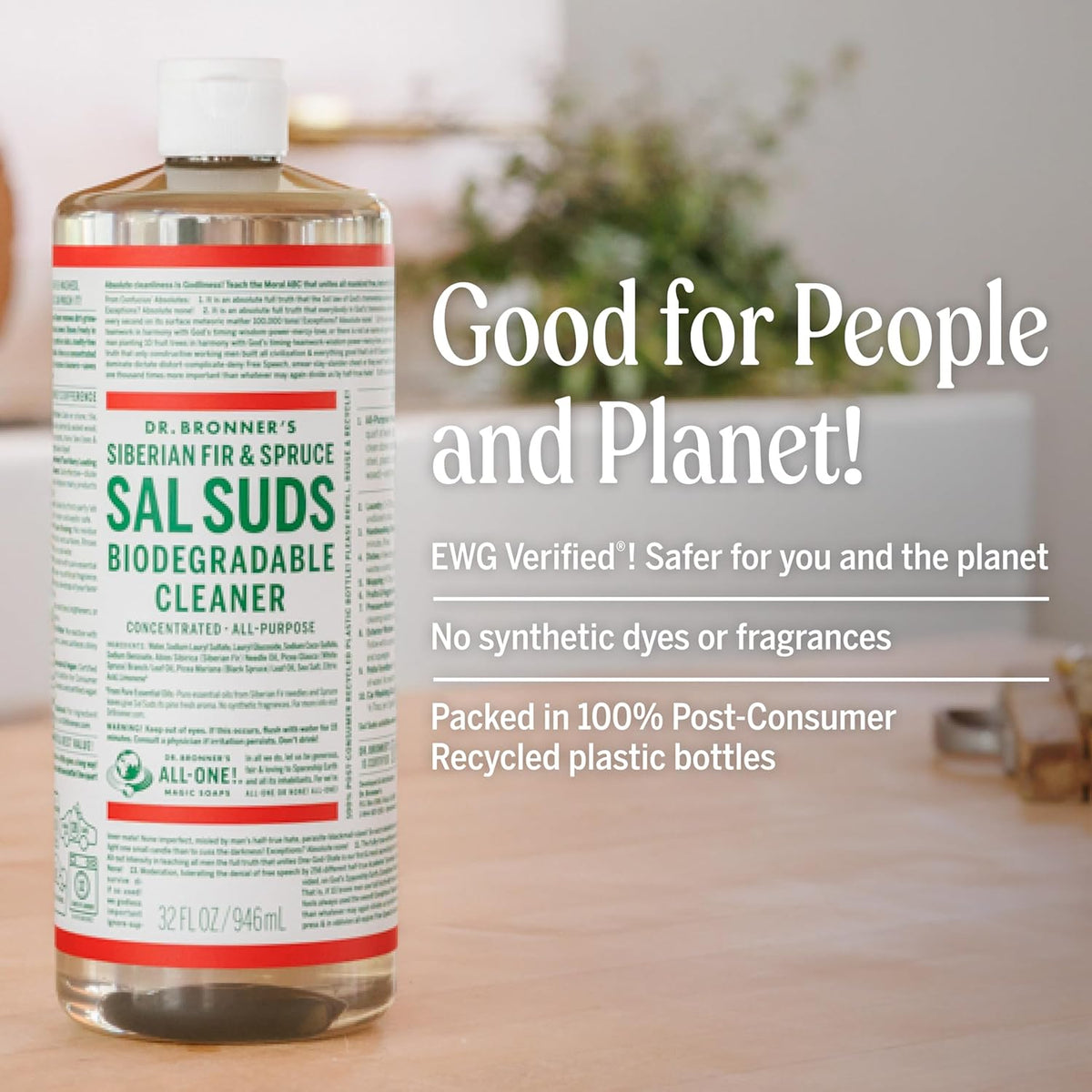 Dr. Bronner's Sal Suds All-Purpose Cleaner, Fir & Spruce Pine, 1 Gallon