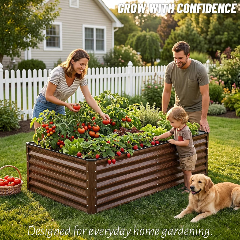 Galvanized Raised Garden Bed 6x3x2FT Outdoor Large Metal Planter Box Steel Kit for Planting Vegetables, Flowers